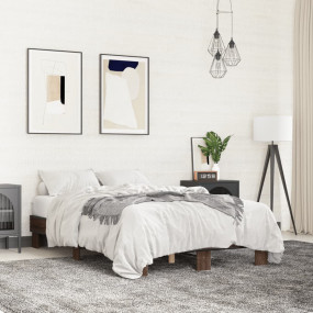 Bed Frame Brown Oak Engineered Wood Full Durable Bed Fr...