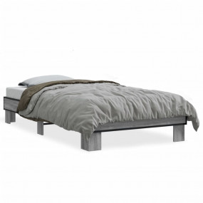 Bed Frame Gray Sonoma Engineered Wood Single Durable Be...