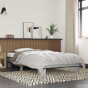 Bed Frame Grey sonoma Engineered wood Single Durable Be...