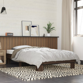 Bed Frame Brown Oak Engineered wood, metal Twin Bed Fra...