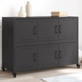 Sideboard Black Cold-rolled Steel Large Sideboard Recta...