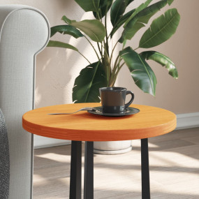 Table Top Wax Brown Solid Pine Wood 15.7 in diameter Du...