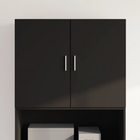 Wall Cabinet Black Engineered Wood 31.5 x 16.7 x 25.2 i...