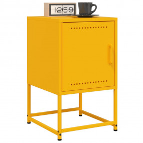 Bedside Cabinet Set of 2 Mustard Yellow Steel Medium St...