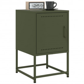 Bedside Cabinet Set of 2 Olive Green Steel Medium