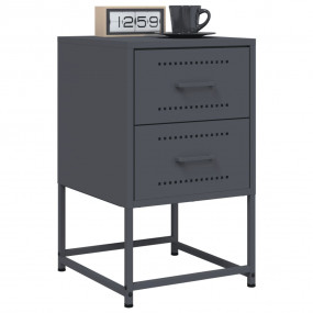 Bedside Cabinet Set of 2 Anthracite Steel 14.2x15.4x23....