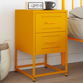 Bedside Cabinet Mustard Yellow Steel 14.2x15.4x23.8 in