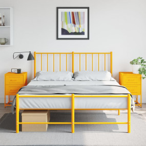 Bedside Cabinet Set of 2 Mustard Yellow Steel Medium