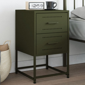Bedside Cabinet Olive Green Steel Medium Bedside Cabine...