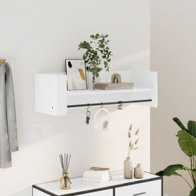 Wall Shelf White Engineered wood Large Wall Shelf Recta...