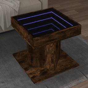 Coffee Table Smoked Oak Engineered Wood, Glass 19.7x19....
