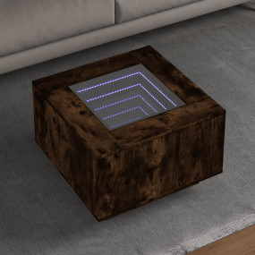 Coffee Table Smoked Oak Engineered Wood, Glass Compact ...