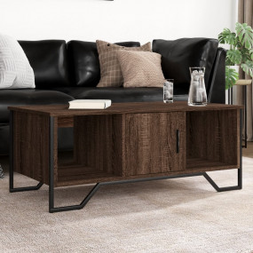 Coffee Table Brown Oak Engineered Wood, Metal 39.4 x 20...