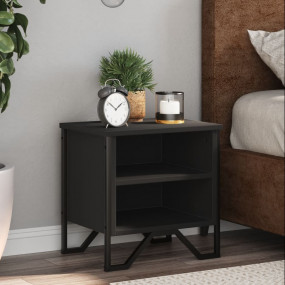Bedside Cabinet Black Engineered wood, Metal Medium Sto...