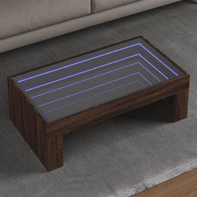 Coffee Table Brown oak Engineered wood, glass 35.4 x 19...