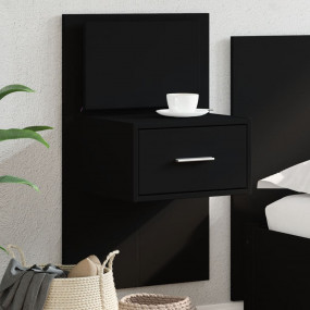 Wall-mounted Bedside Cabinet Black Engineered wood