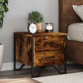 Bedside Cabinet Smoked Oak Engineered wood, metal Mediu...