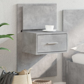 Wall-mounted Bedside Cabinet Concrete grey Engineered w...