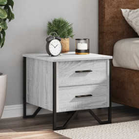 Bedside Cabinet Grey Sonoma Engineered Wood & Metal Med...