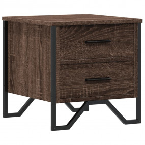 Bedside Cabinet Brown Oak Engineered Wood, Metal Compac...