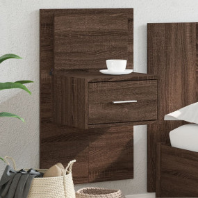 Wall-mounted Bedside Cabinet Brown Oak Engineered Wood ...