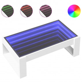 Coffee Table White Engineered Wood and Glass Medium Cof...
