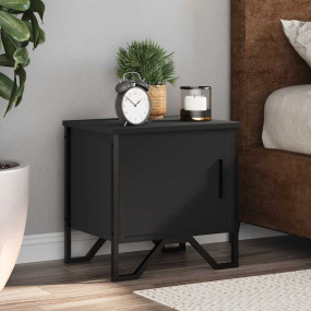 Bedside Cabinet Black Engineered wood and metal Medium