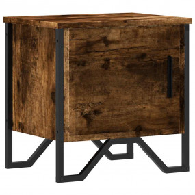 Bedside Cabinet Smoked Oak Engineered Wood, Metal Bedsi...