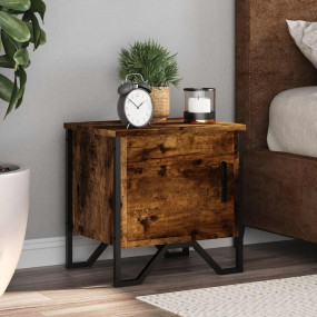 Bedside Cabinet Set of 2 Smoked Oak Engineered wood and...