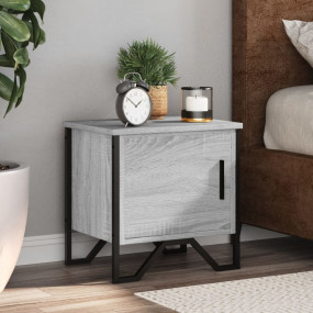 Bedside Cabinet Grey Sonoma Engineered Wood, Metal Stan...