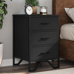 Bedside Cabinet Black Engineered wood, metal Medium