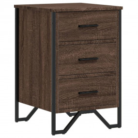 Bedside Cabinet Brown Oak Engineered Wood and Metal Med...