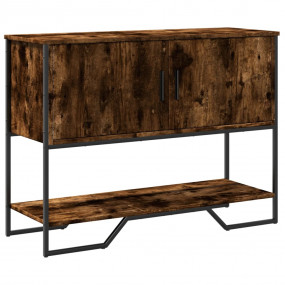 Console Table Smoked Oak Engineered Wood, Metal Console...