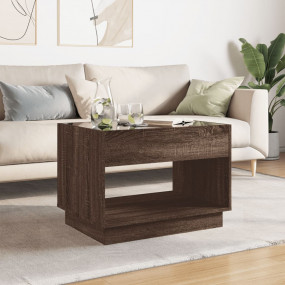 Coffee Table Brown oak Engineered wood, Glass Medium Co...