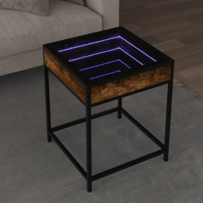 Coffee Table Smoked Oak Engineered Wood, Glass, Metal M...