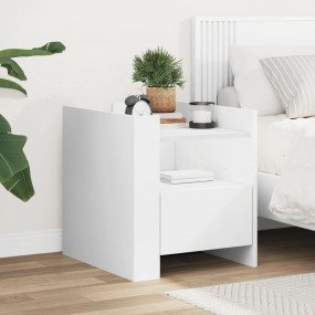 Bedside Cabinet White Engineered Wood 17.7x19.7x19.7 in