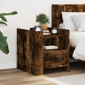Bedside Cabinet Smoked oak Engineered wood Medium Bedsi...