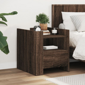 Bedside Cabinet Brown Oak Engineered Wood 17.7x19.7x19....