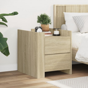 Bedside Cabinet Sonoma Oak Engineered Wood 17.7 x 19.7 ...