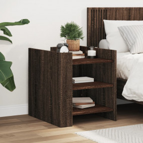 Bedside Cabinet Brown Oak Engineered Wood Medium Bedsid...