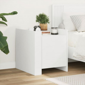 Bedside Cabinet White Engineered Wood Medium Bedside Ca...