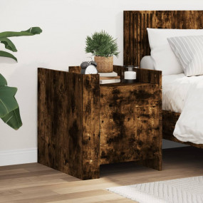 Bedside Cabinet Smoked oak Engineered wood Medium Bedsi...