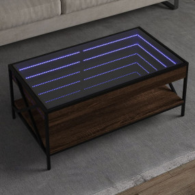 Coffee Table Brown Oak Engineered wood, glass, metal