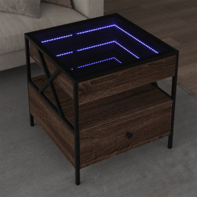 Coffee Table Brown Oak Engineered wood, Glass, Metal Me...