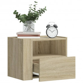 Wall-mounted Bedside Cabinet Set of 2 Sonoma oak Engine...