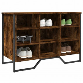 Shoe Cabinet Smoked Oak Engineered Wood, Metal Medium