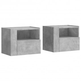 Wall-mounted Bedside Cabinet Set of 2 Concrete gray Eng...