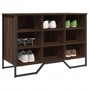 Shoe Cabinet Brown Oak Engineered Wood, Metal Standard