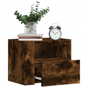 Wall-mounted Nightstand Set of 2 Smoked Oak Engineered ...