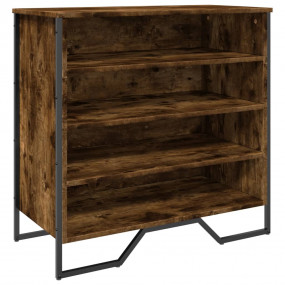 Shoe Cabinet Smoked Oak Engineered Wood, Metal Medium
